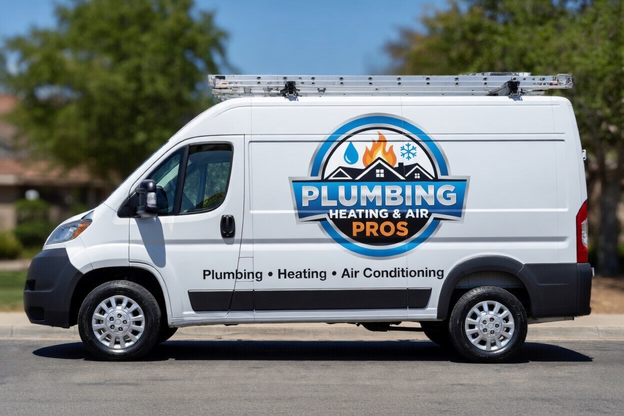 Local plumbing heating and air service van serving Torrance